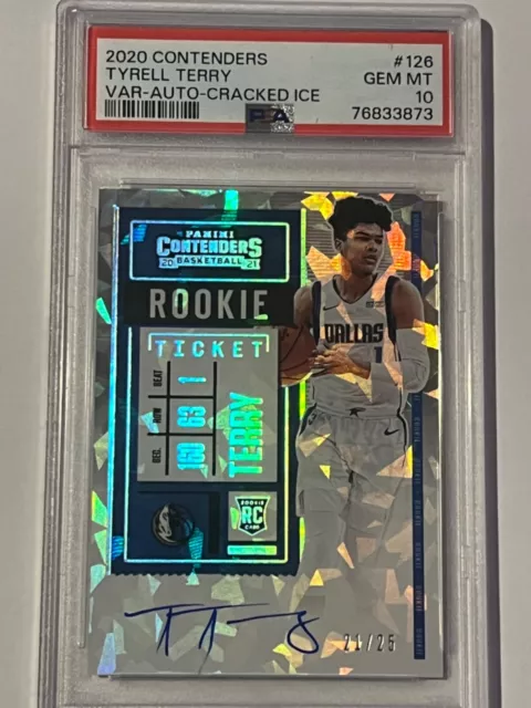 2020-21 Panini Contenders Tyrell Terry Cracked Ice Rookie Ticket Auto /25 PSA 10