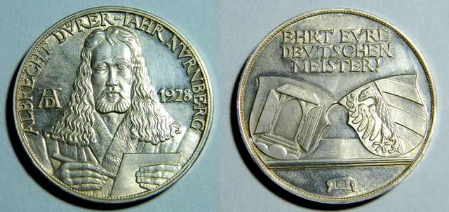 Germany 1928 Death of Albrecht Durer Silver Medal By J. Bernhart  (018)