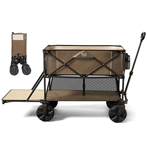 Folding Double Decker Wagon, Heavy Duty Collapsible Wagon Cart with 54" Lower
