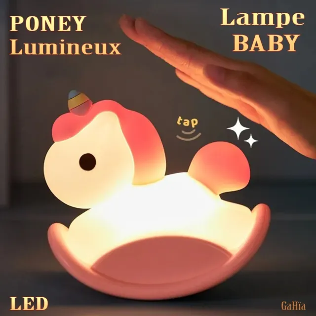 Lampe Baby Poney Cheval à Bascule Veilleuse Relaxante Portable Pour Bébé Enfant