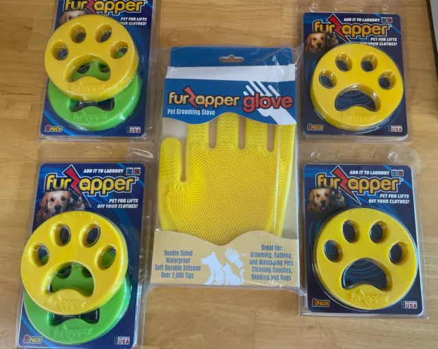 New Lot Fur Zapper Silicone Pet Grooming Glove And 6 Laundry Hair Remover Disc