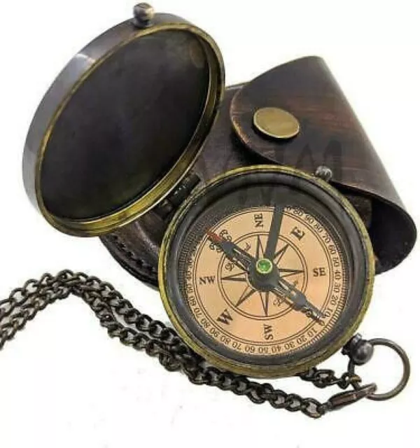 Brass Antique Pocket Compass '' Be Strong and Courageous Engraved Compass gift