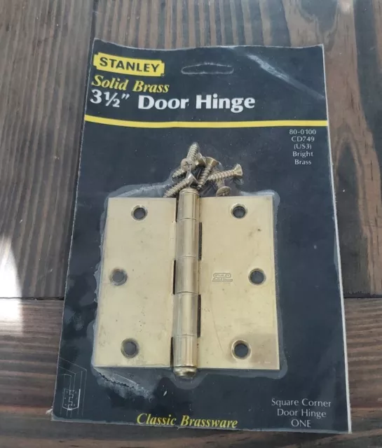 Vintage STANLEY Solid Brass 3.5" Door Hinge 80-0100 CD749 Classic Brassware