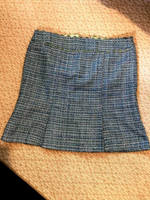 Nanette Lepore Blue/Green Tweed Skirt Size 8