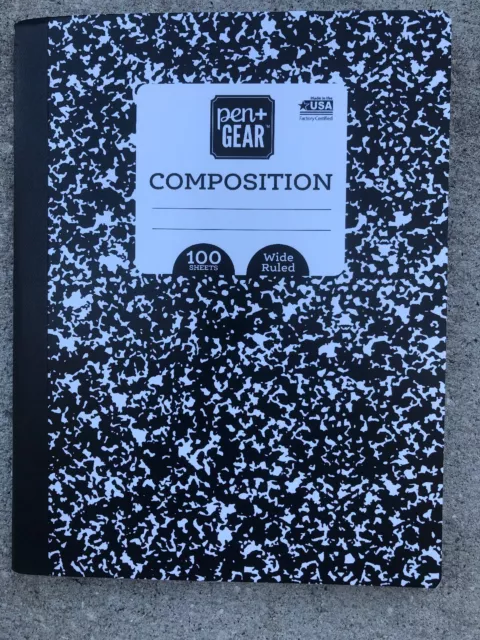 Black White Composition Book, Wide Ruled, 9.75" x 7.5", 100  (item # 40)