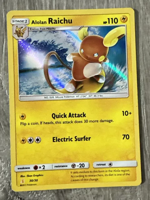 Alolan Raichu 30/30 Uncommon Holo Pokemon TCG Card Pokemon Trainer Kit