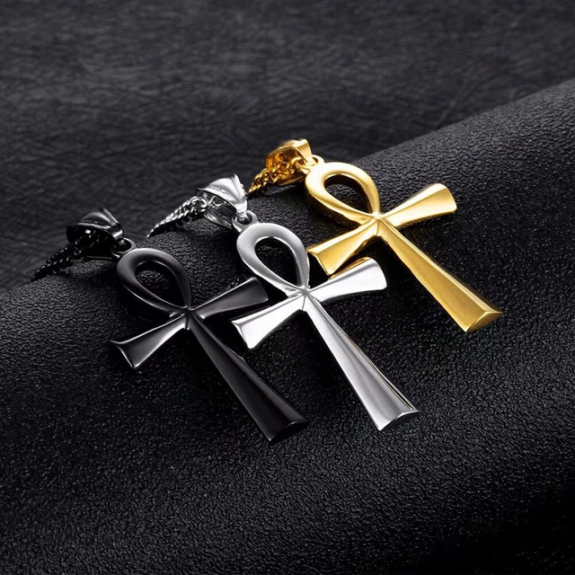 Collier Pendentif Croix De Vie Ankh - Cordon Avec Corne De Yak Tibétain, Style Unisexe Fantaisie