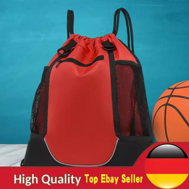 Netz-Basketball-Tasche mit abnehmbarem Zugband für Trainingsausrüstung (Rot)