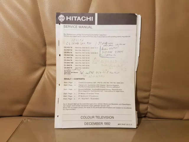 Hitachi CS2131TA / CL2131TA / CS2543TA / CS2543TAN / CL2543TA / CS2843TA...manuale