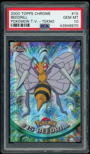 PSA 10 GEM MINT TEKNO Beedrill #15 (Topps Chrome Series 1) Holo Pokemon Card PSA 10 GEM MINT TEKNO Beedrill #15 (Topps Chrome Series 1) Holo Pokemon Card