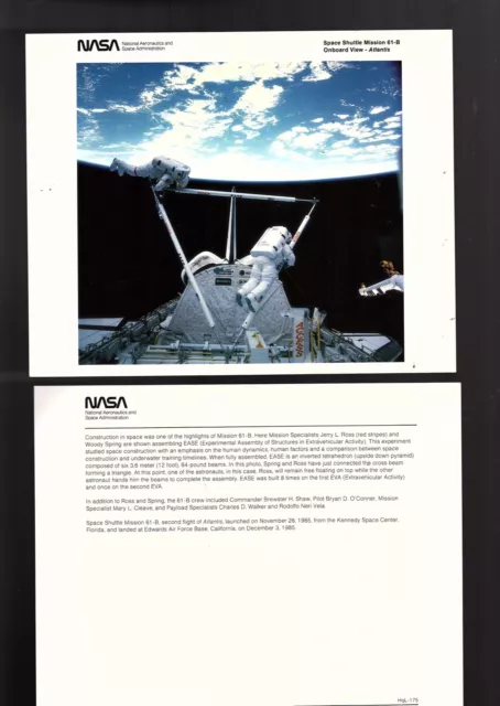 NASA photo space shuttle Mission 61-B on board view Atlantis  8 x 10 (bb10