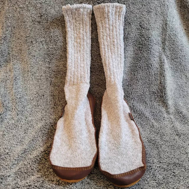 Acorn Slipper Socks Men 6-7 Womens 8-9 Gray Ragg Wool Mid Calf Slouch 161284