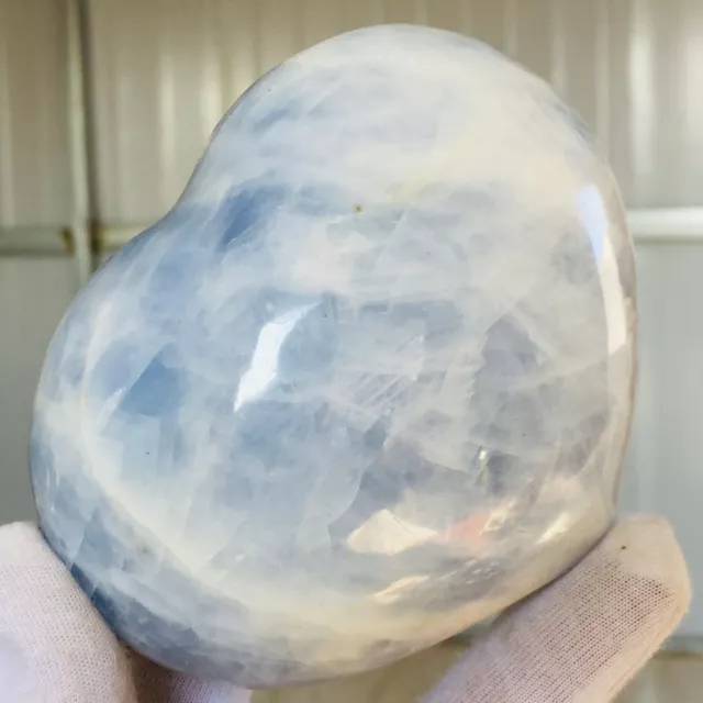 600G Natural Blue Celestite Stone Heart Crystal Gemstone Heart G16