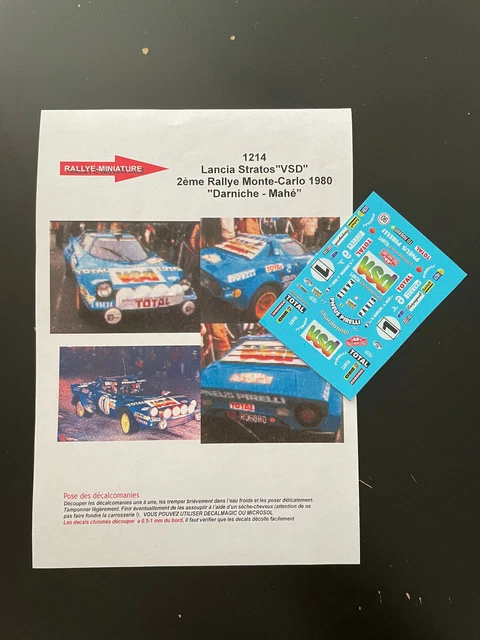 Planche De Décalcomanies Lancia Stratos 1/12 - Rallye Minature - Réf 43106