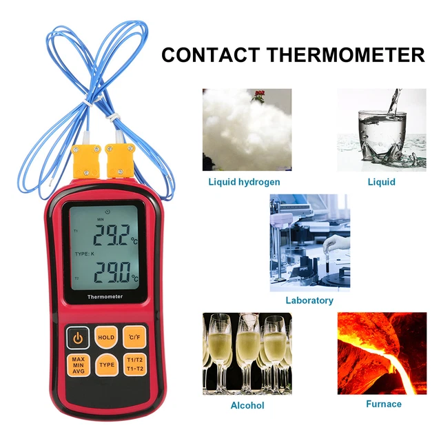 Digital Thermocouple Thermometer Temperature Dual-channel Meter Tester LCD
