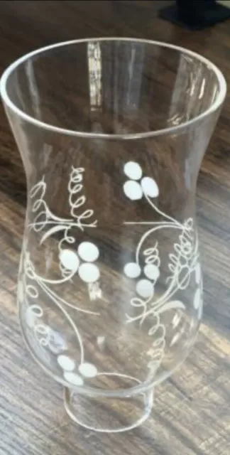 7” Etched Glass Grape 🍇 & Vine Design Hurricane/Sconce Shade