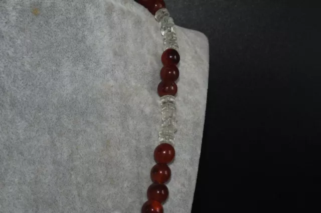 Wonderful Old Pyu Culture Etched Carnelian Bead Necklace with Yemeni Hakik Beads 6