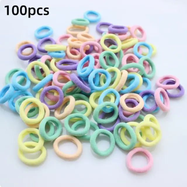 100pc Pack Small Baby Girl Kids Mini Hair Elastics Bobbles Soft Bands Snag