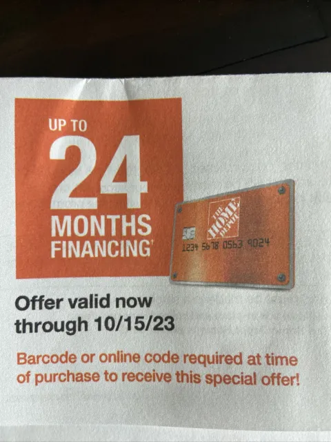 Home Depot Online  Financing 24 months W/HD credit card. ASAP DELIVERY!!