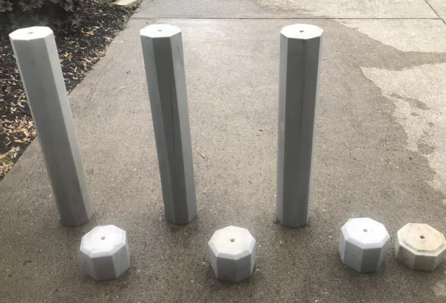 3 Solid White Marble Columns Pedestals With Detached Bases. Pickup Only.