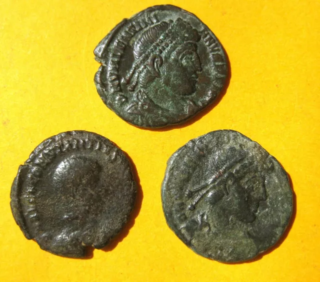 Ancient Roman  Bronze Follis lot of 3 pieces 16-18 mm