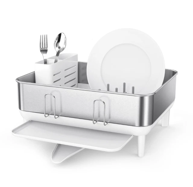 simplehuman Compact Kitchen Steel Frame Dishrack, White - New + Free Shipping