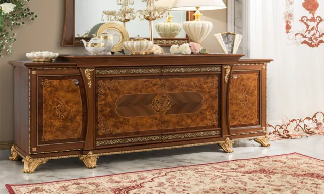 Anrichte Sideboard Highboard Nussbaum Wurzelholz Klassische Italienische Möbel