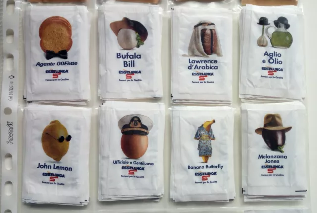 Serie 8 bustine di zucchero italiane vuote Esselunga