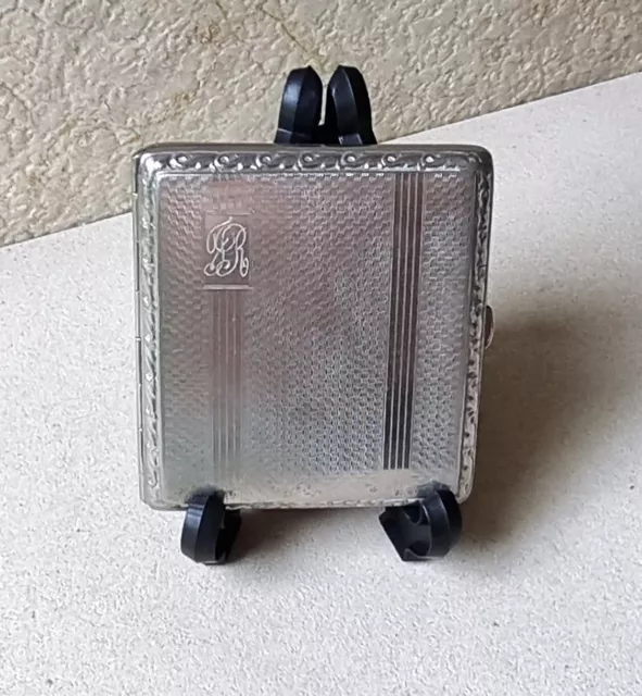 Vintage Art Deco Silver Plate and Gilt Monogrammed Cigarette Case