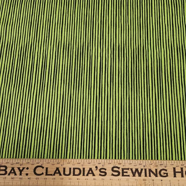 Sew Fabulous BTY Loralie Harris Quilting Treasures Black Green Wavy Stripe 2