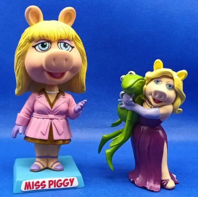 Muppets RARE Miss Piggy & Kermit Figurine Artist Peter Mook & Wacky Wobbler Head