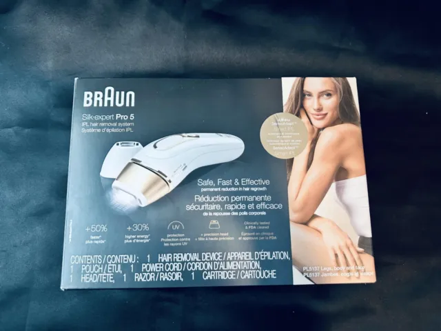 Braun Silk-expert Pro 5 PL5257 IPL Hair Removal System White & Gold with  Pouch