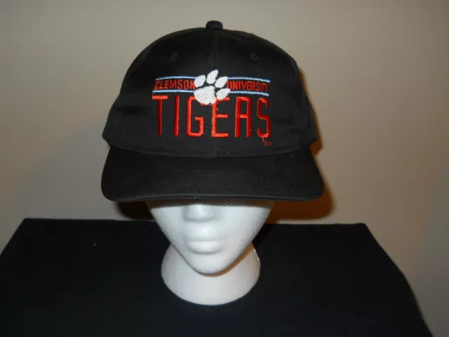 VTG-Clemson University Tigers split bar logo snapback hat 1990s- (sku#2)