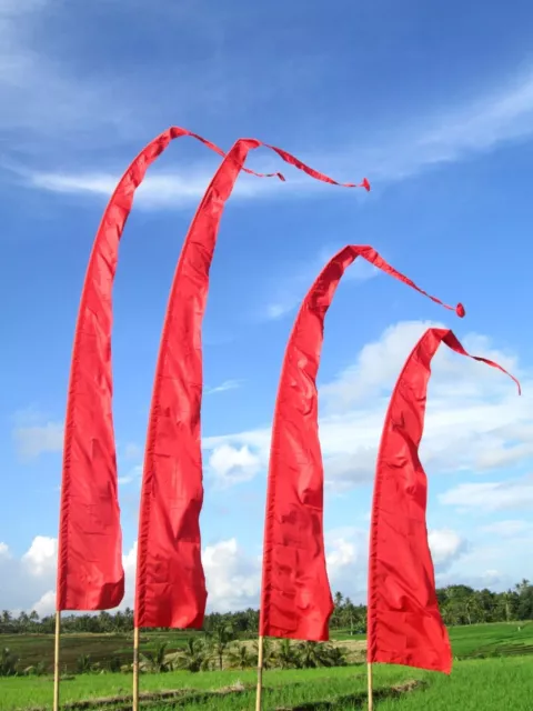 Balifahne Bali Garten Fahne Garten-Fahne Rot 200cm mit Stange Stab Bambusstab