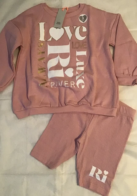 River island mini girls aged 18-24  purple sweat top cycling shorts set BNWT