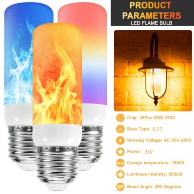 DYNAMIC FLICKER FIRE Effect LED Fire Flame Bulb Burning Fire Lamp Bulb ...