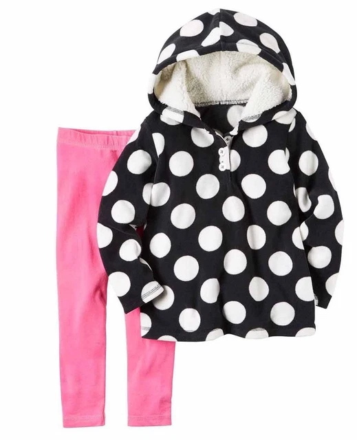 Carter's NWT Infant Girl Baby 3M 12M Fleece Hooded Top Pant Legging Set $24