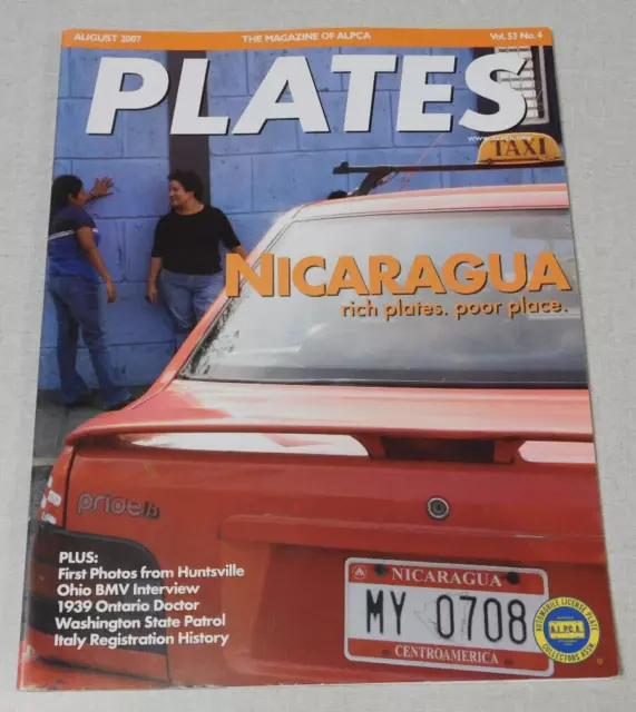 ALPCA PLATES magazine August 2007 Nicaragua plates