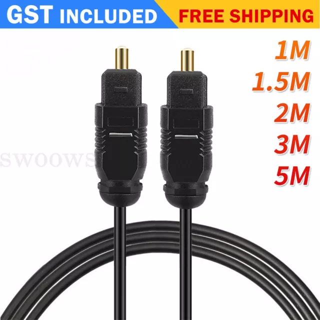 1M/5M Ultra Premium Optical Fibre Digital Audio Cable Lead Cord Toslink Black