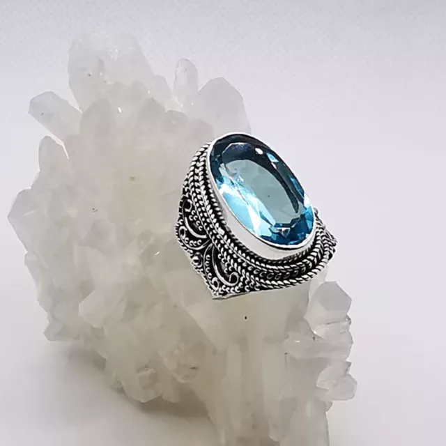 Wunderschöne Damen Ring Silber 925 mit Aquamarin Edelstein Gr. 53