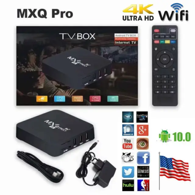 MXQ Pro 4K 5G Ultra HD 64Bit Wifi Android 10 Quad Core Smart-TV Box Media Player