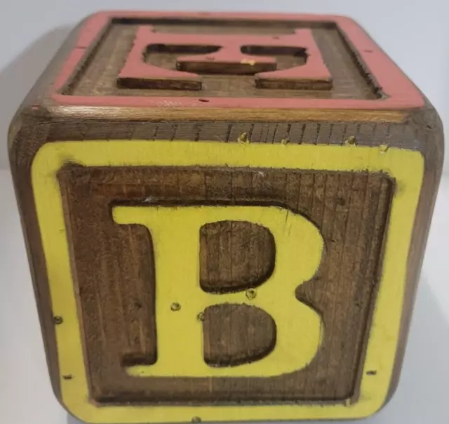 Coin Bank - Vintage Wooden Cube Alphabet Block