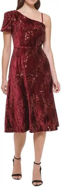 Kensie Womens Sequin Midi Fit & Flare Dress 8