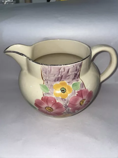 Chunky Vintage / Antique ? Hand Painted Arthur Wood England Floral Jug / Pot