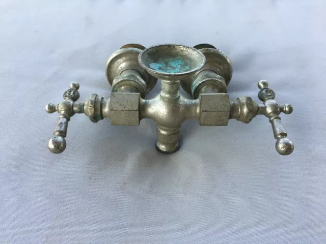 Antique Nickel Brass Claw Foot Bathtub Faucet Old Vtg Haydenville Co. 235-19J