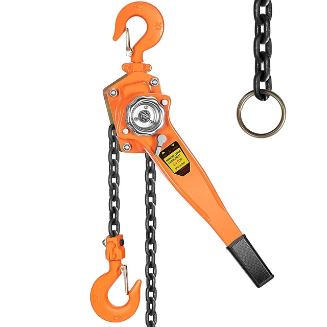 Lever Chain Hoist 3/4 Ton 1650 Lbs Capacity 5 Feet with 2 Heavy Duty Hooks, Chai