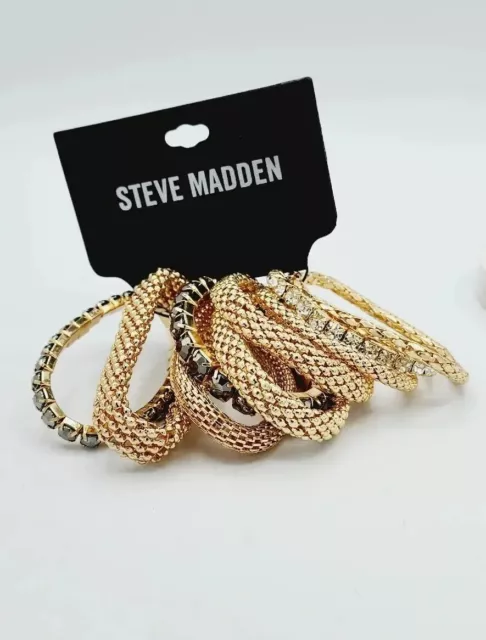 NWT Steve Madden Goldtone Stretch Bracelet Set N53
