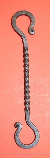 S-Hook Hanger, Wrought Iron, 1/4" sq. Twisted 7 7/8 in., made by Blacksmiths USA