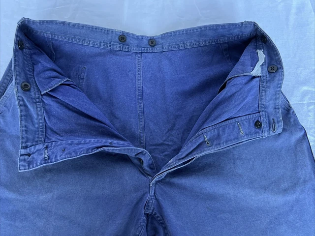 Pantalon Bleu De Travail Paysan Vintage - Années 1960, Patiné, Taille XL, Made In France