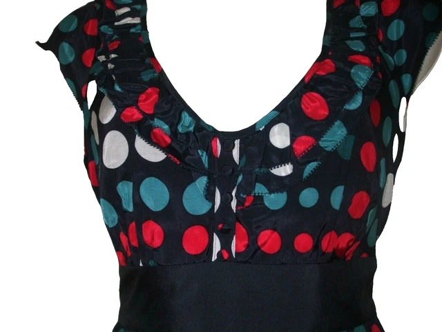 MONSOON POLKA DOT Navy Estella Dress Size 8 35.50 - PicClick UK